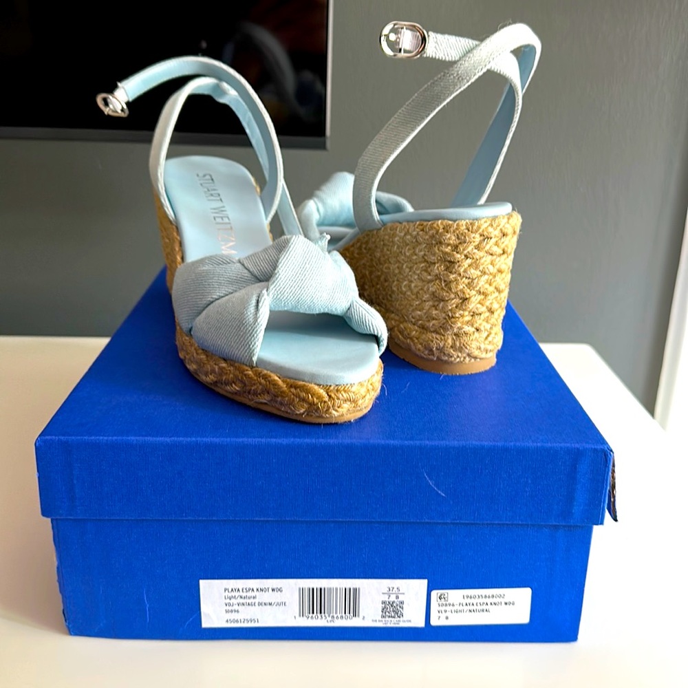 BRAND NEW Stuart Weitzman denim espadrilles, size 7